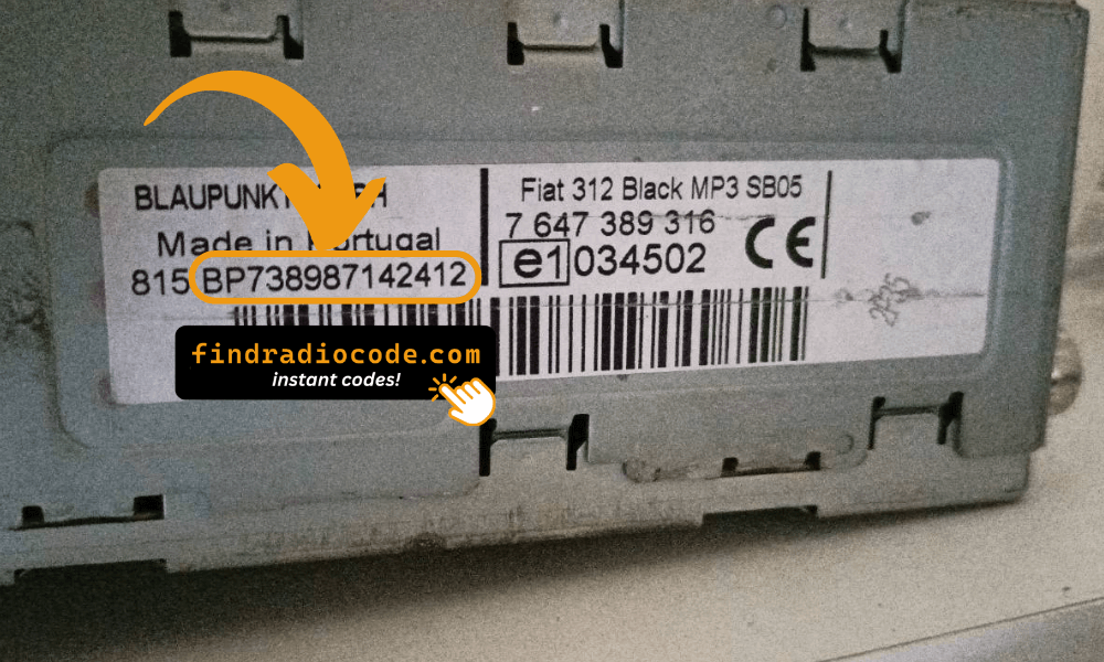 Blaupunkt Lancia radio serial number label used to retrieve the code