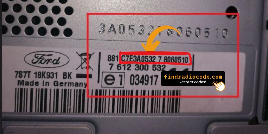 Blaupunkt Travelpilot Ford radio serial number label