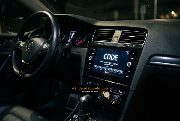 Car radio screen displaying CODE anti-theft lock after a battery change
