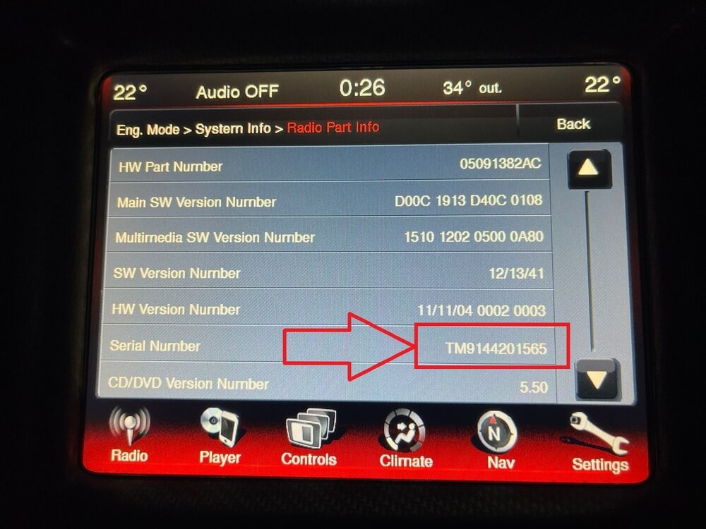 Uconnect dealer mode serial number