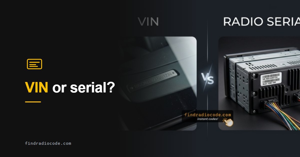 Car VIN plate versus radio unit serial number label