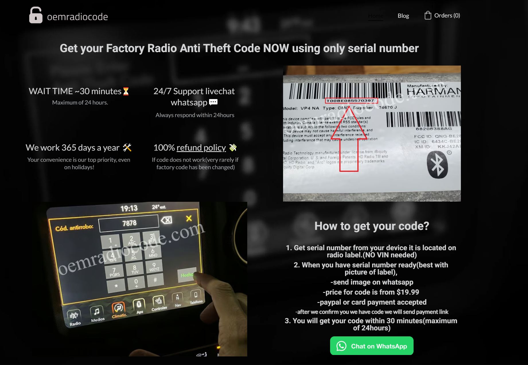OemRadioCode.com - how our old website looked before FindRadioCode.com