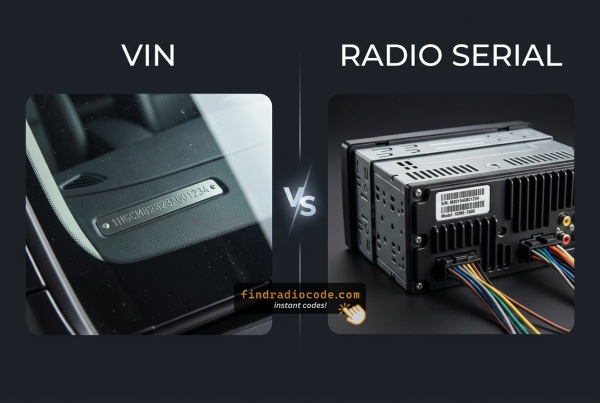 Car VIN plate versus radio unit serial number label