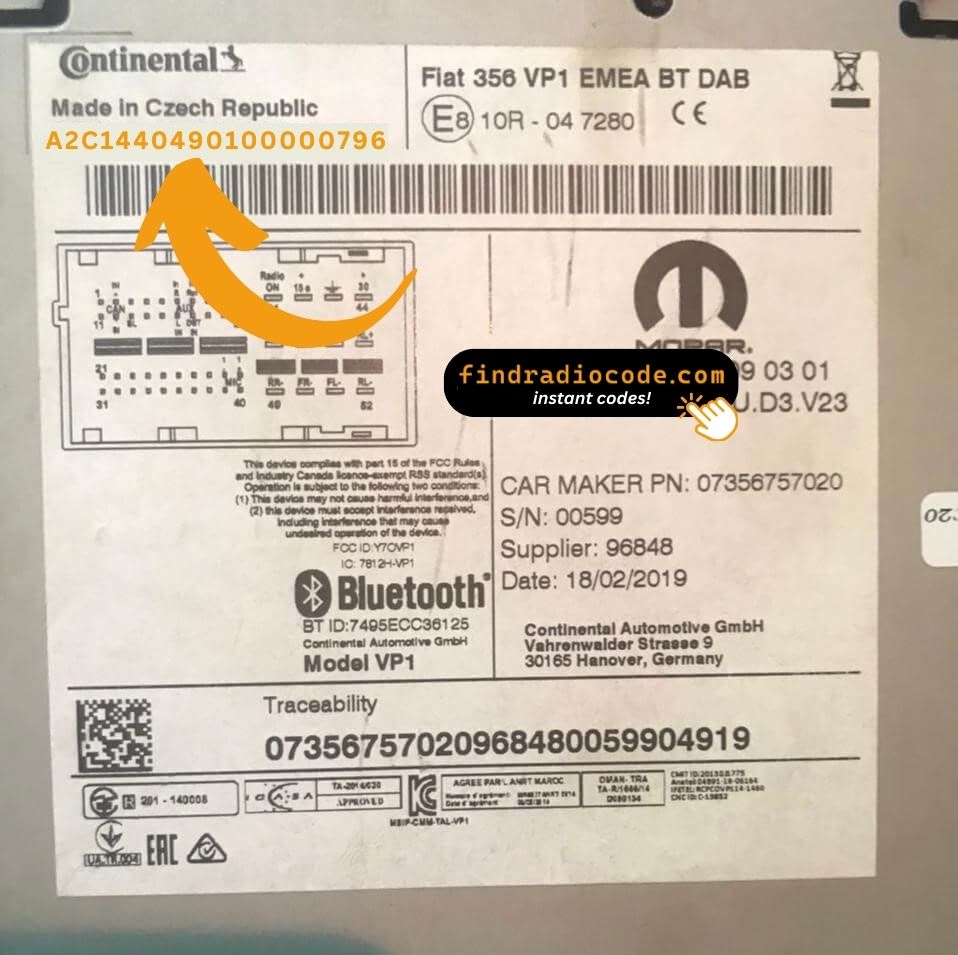 Chrysler Uconnect 3.0 RA1 VP1 Unlock Code Instant⚡