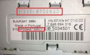 Blaupunkt radio label for Alfa Romeo with a BP serial number