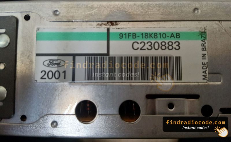 Ford radio label with a C-prefix serial number