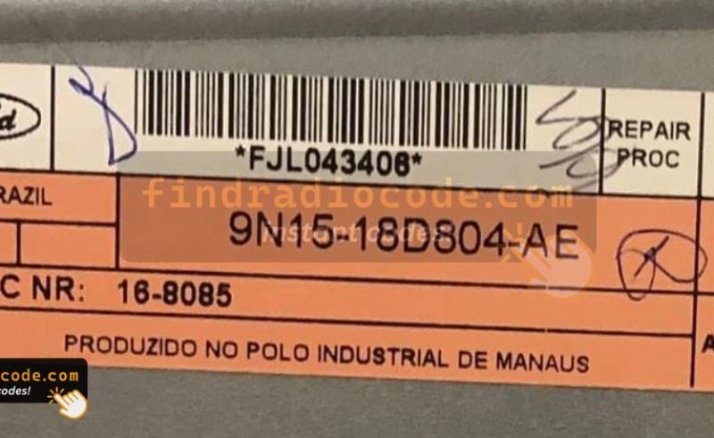 Ford FIC Visteon radio label with the serial number