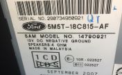 Ford Sanyo radio label with a 12-digit serial number