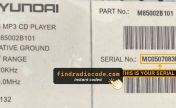 Hyundai EMP3 radio label with serial number