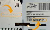 Jaguar radio serial number engraved on the chassis and printed on a label