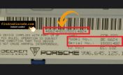 Porsche radio label with the serial number