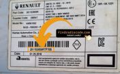 Renault radio label with a 2811 serial number highlighted