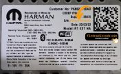 Harman R1 EXT radio label with the T0012 serial number after S/N