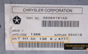 Chrysler RBQ-EU radio label with the TH1AA serial number marked