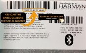 Harman Infotainment radio label with the T00BE serial number highlighted