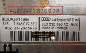 Audi Symphony radio label with the AUZ serial number