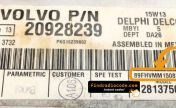 Volvo truck radio label with the 89F serial number highlighted