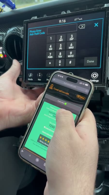 Customer video - 2023 Jeep Wrangler JL 4xe Uconnect TM9 anti-theft code entered from the findradiocode.com order page